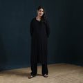 Black - Hand Embroidered Rayon Chikankari Kurta with Pant Set for Women 01