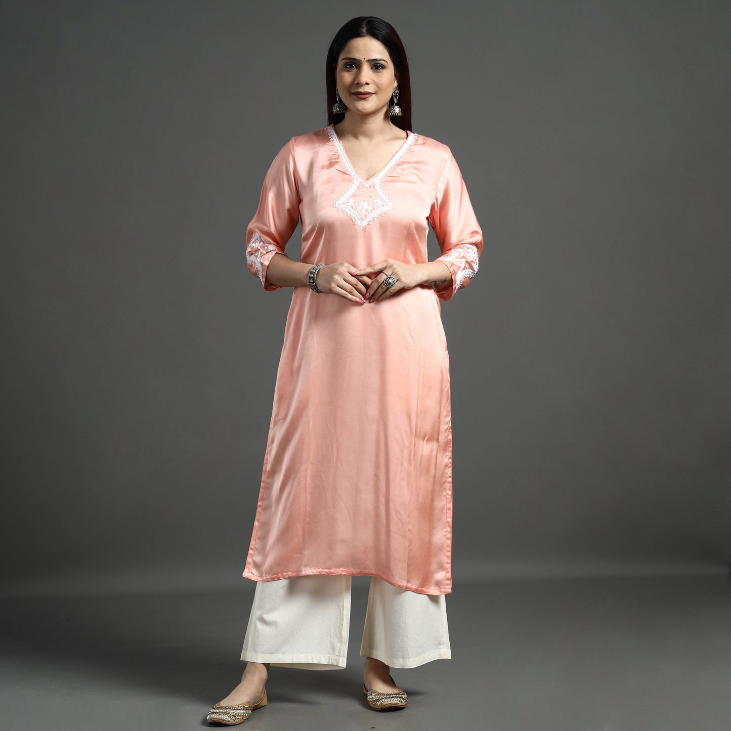 embroidery silk kurta