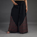 Black - kantha hand embroidery palazzo in cotton 07