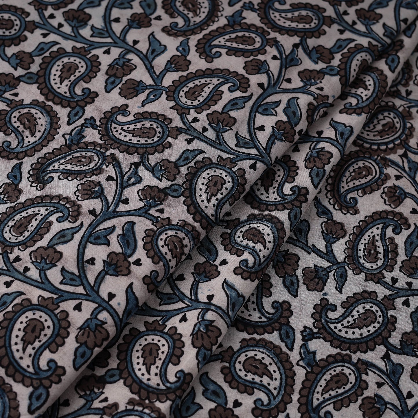 Brown - Natural Dyed Cotton Bagh Print Fabric 02