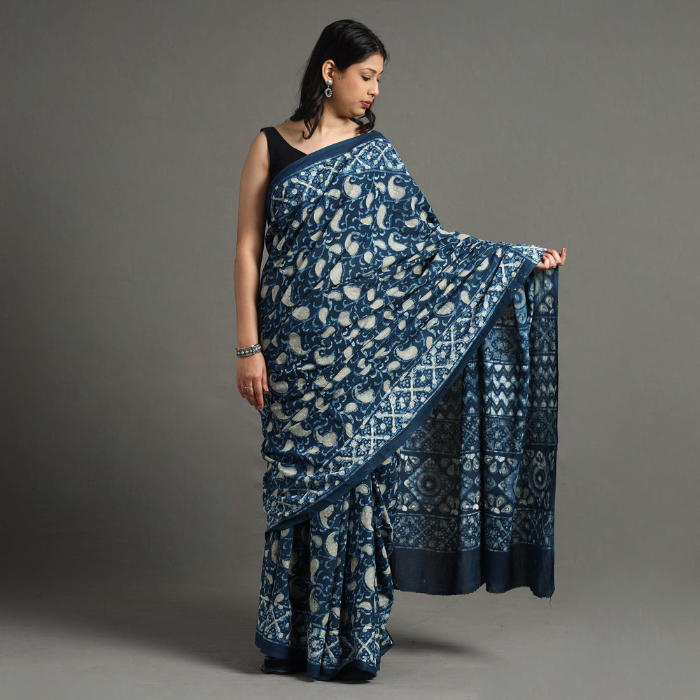 block printed saree