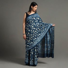 Pipad Hand Block Printed Cotton Saree 