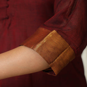 Maroon - Dharwad Cotton Kurta with Palazzo & Dupatta Set 09