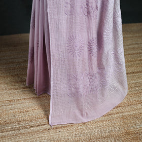 Lucknowi Chikankari Heavy Mukaish Work Pure Mul Chanderi Saree 01