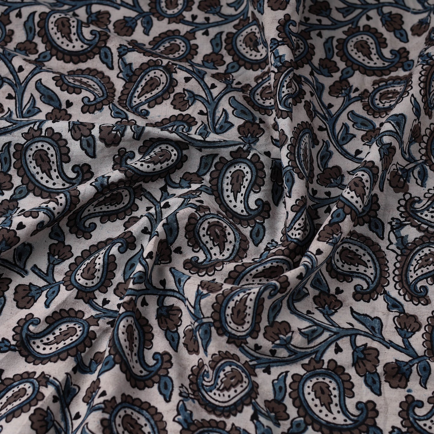 Brown - Natural Dyed Cotton Bagh Print Fabric 02