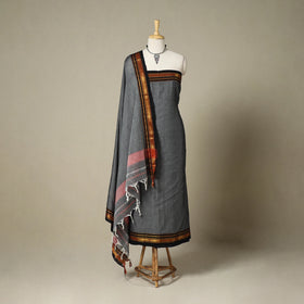 Grey 3pc Cotton Unstitched Dharwad Dress Material