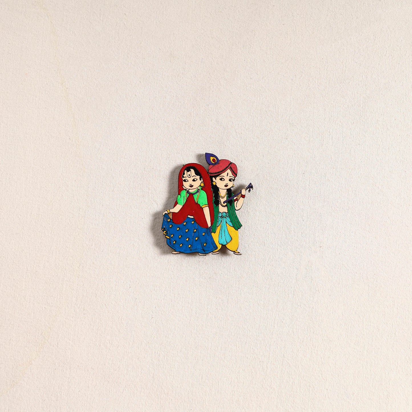 Radha Krishna Couple Handpainted Fridge Magnet 50