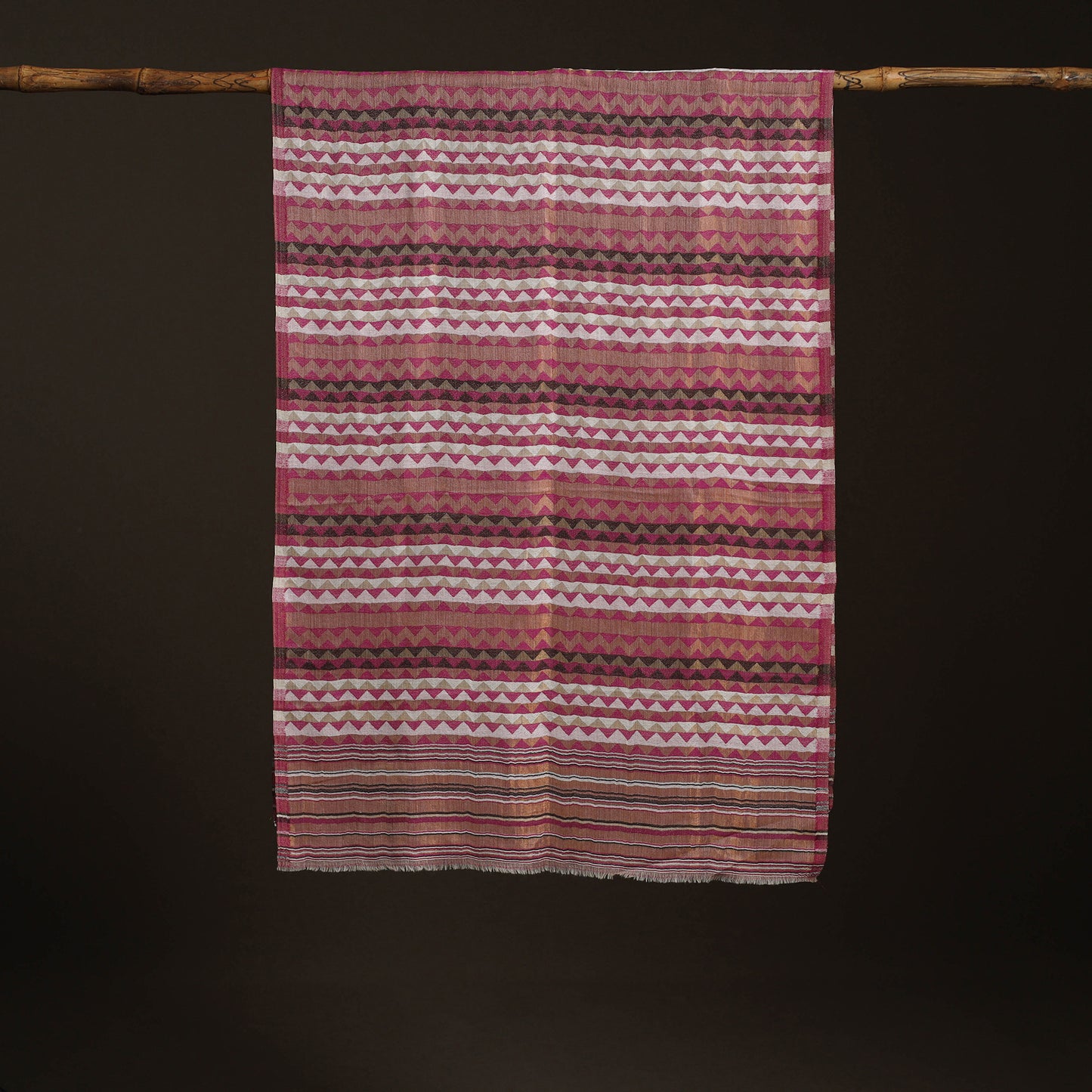 Zig Zag Zari Weave Fine Wool Stole for Women 100