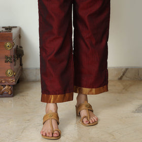 Maroon - Dharwad Cotton Kurta with Palazzo & Dupatta Set 09