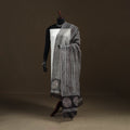 Grey - Gray - Ajrakh Vanaspati Hand Block Print Natural Dyed Kota Doria Cotton Dupatta 14