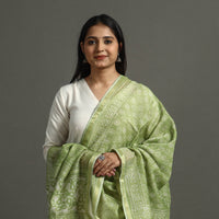 Green - Block Printed Chanderi Silk Bagru Dupatta 24