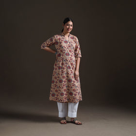 Gota Work Floral Sanganeri Block Print Cotton A-Line Angrakha Kurta for Women 18