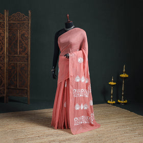 Lucknowi Chikankari Heavy Mukaish Work Pure Mul Chanderi Saree 02