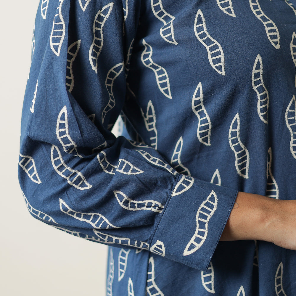 Blue - Indigo Hand Block Printed Cotton Co-Ord Set 13