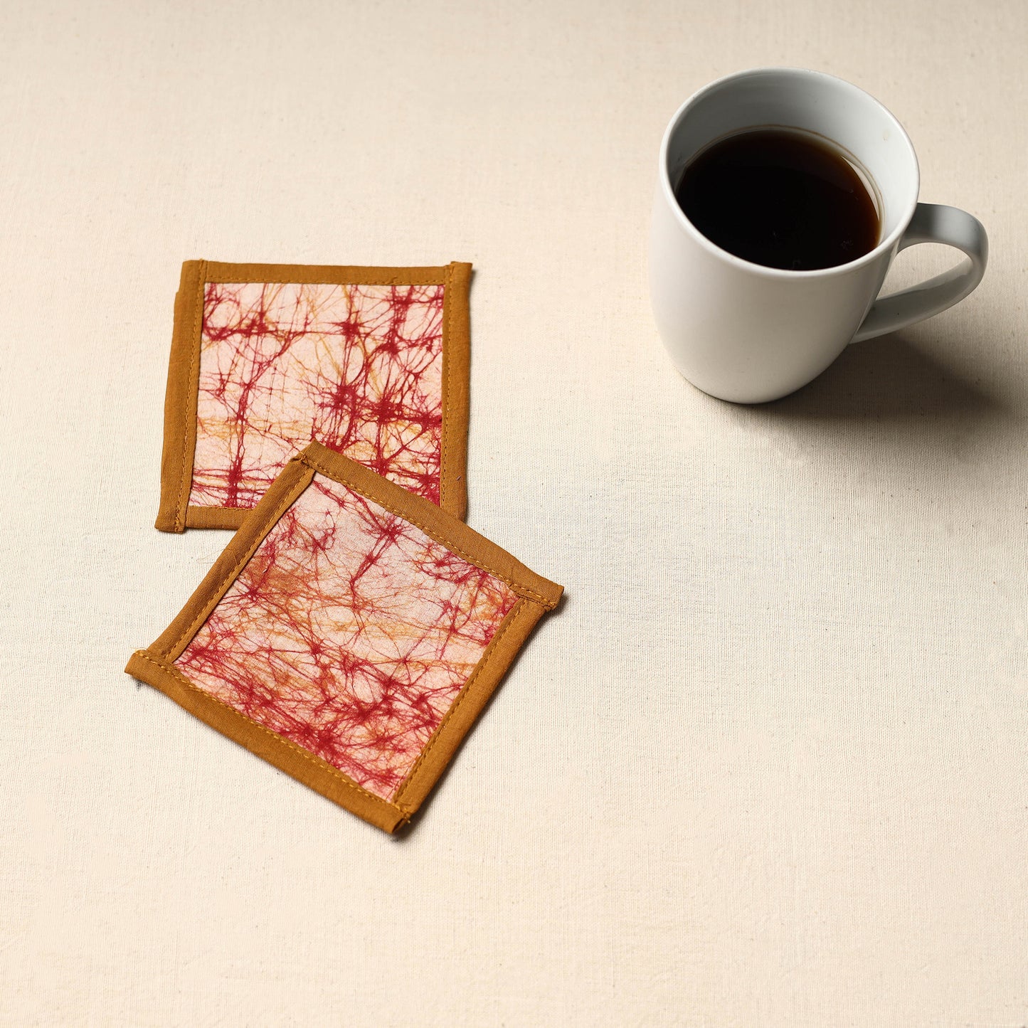 Brown Handmade Cotton Coasters (Set of 2)