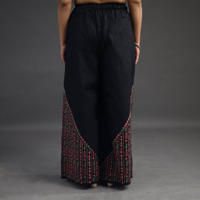 Black - kantha hand embroidery palazzo in cotton 07