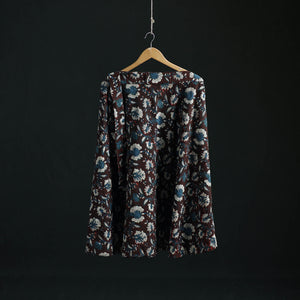 Brown - Bagru Hand Block Print Cotton Wrap Around Skirt 12