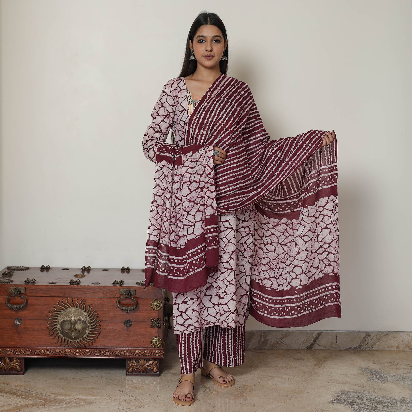 Batik Kurta with Palazzo & Dupatta Set