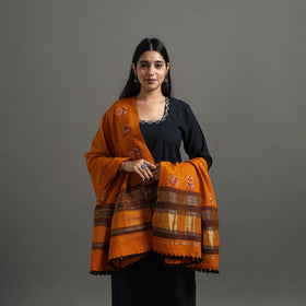  Orange Kutch Ahir Hand Embroidery Woollen Shawl
