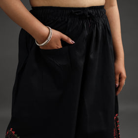 Black - kantha hand embroidery palazzo in cotton 07