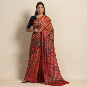 Buy Leheriya Tie-Dye Tussar Silk Handloom Saree Online l iTokri.com
