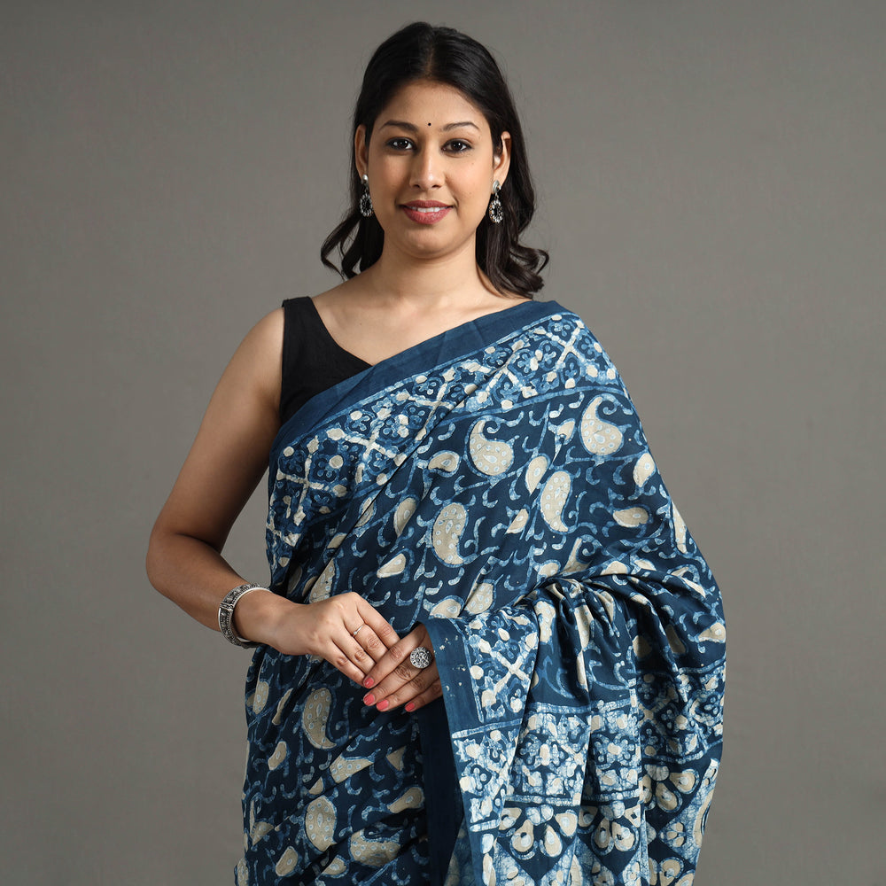 block printed saree