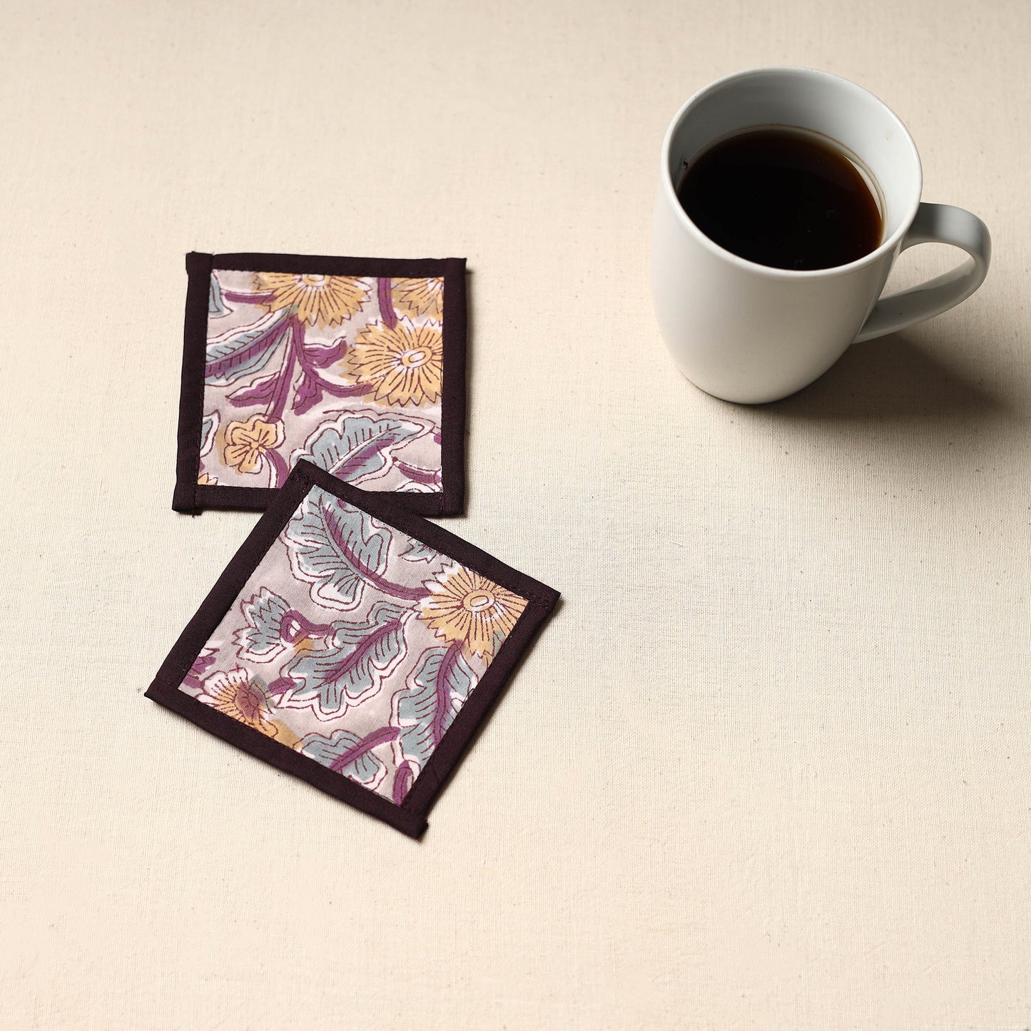 Purple Handmade Cotton Coasters (Set of 2)