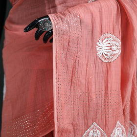 Lucknowi Chikankari Heavy Mukaish Work Pure Mul Chanderi Saree 02