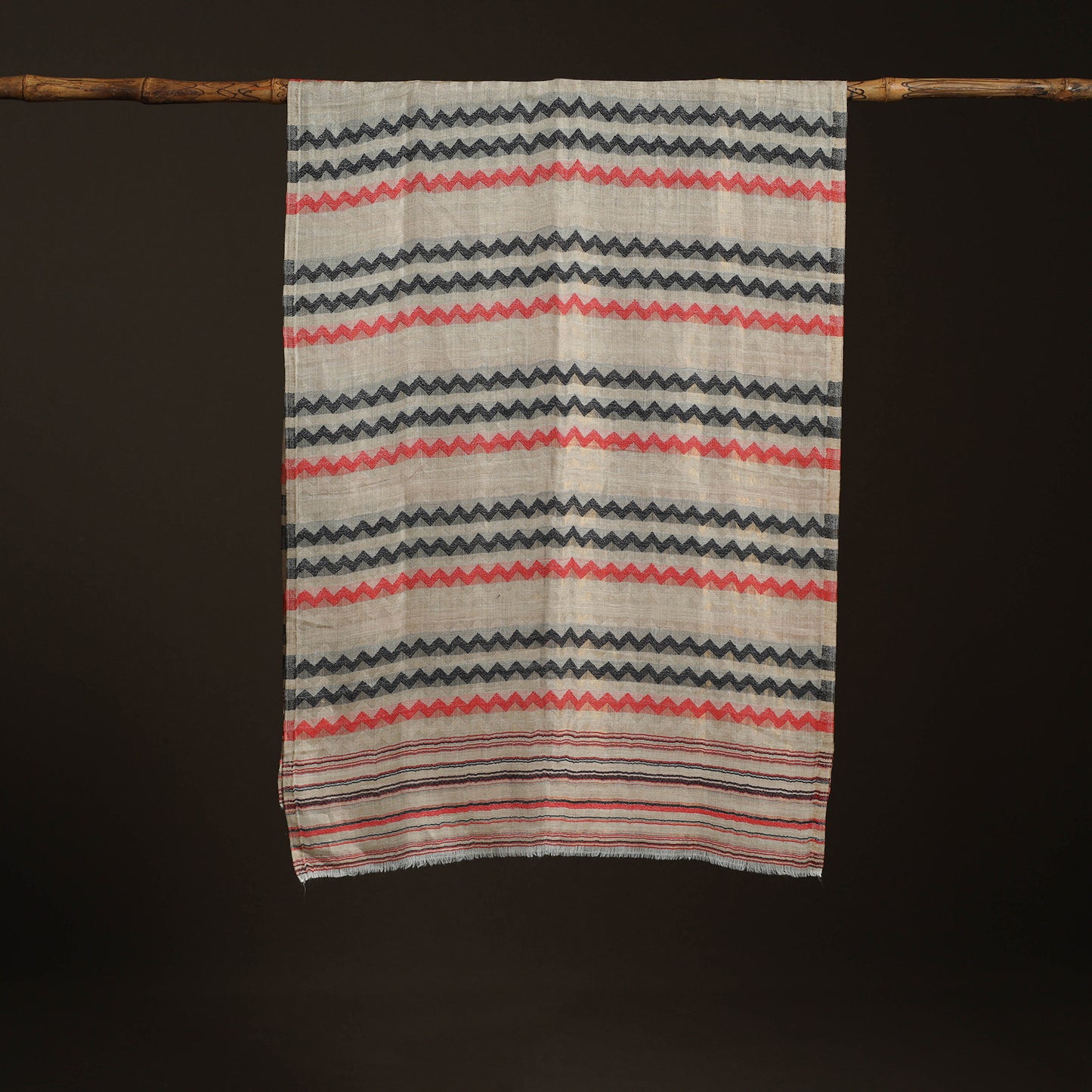 Zig Zag Zari Weave Fine Wool Stole for Women 97