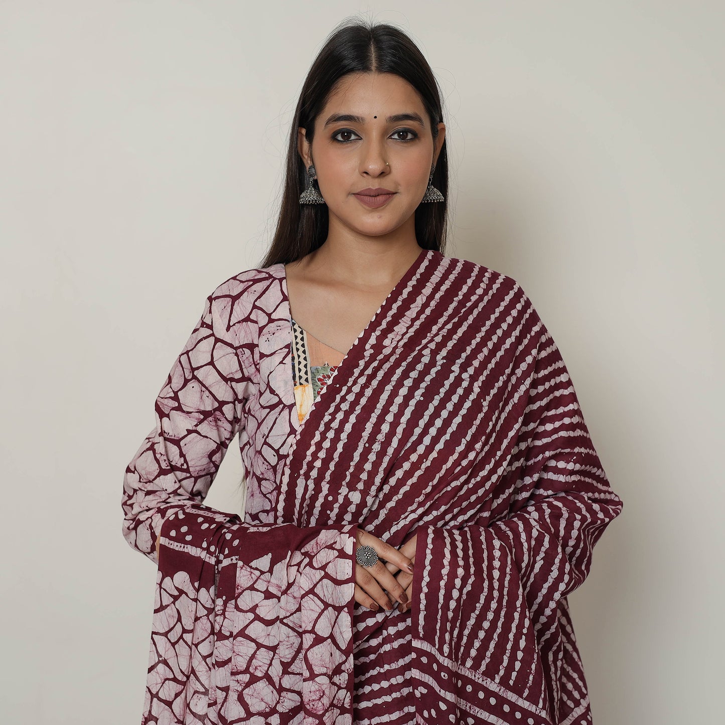 Batik Kurta with Palazzo & Dupatta Set