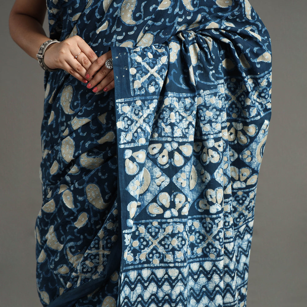 block printed saree