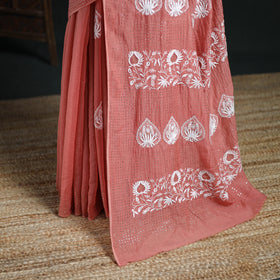 Lucknowi Chikankari Heavy Mukaish Work Pure Mul Chanderi Saree 02