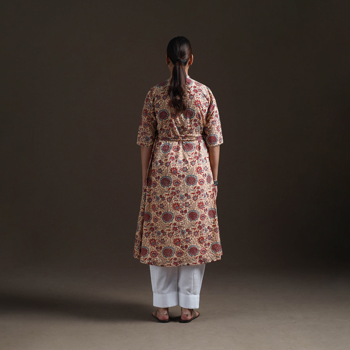 Gota Work Floral Sanganeri Block Print Cotton A-Line Angrakha Kurta for Women 18