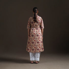 Gota Work Floral Sanganeri Block Print Cotton A-Line Angrakha Kurta for Women 18