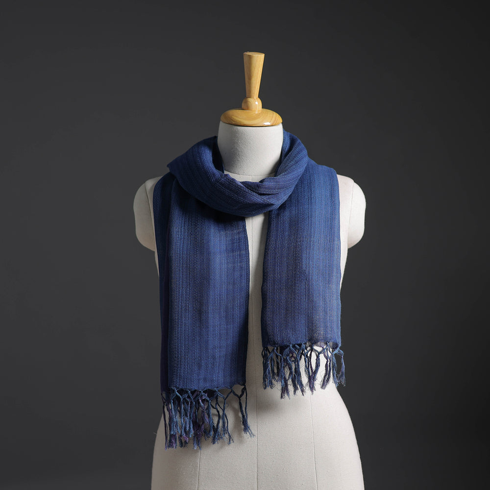 Blue - Kumaun Handwoven Merino Wool x Cotton Stole 189