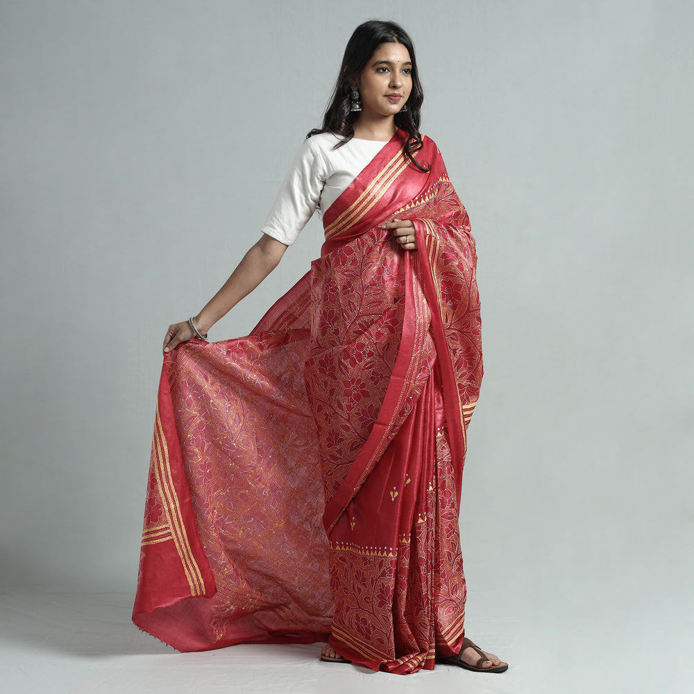 Kantha Embroidery Saree