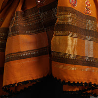 Orange - Kutch Ahir Hand Embroidery Woollen Shawl 52