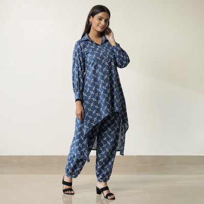 2024/433-1 131     Indigo Hand Block Printed Cotton Co-Ord Set 14 by ITOKRI CASUALS