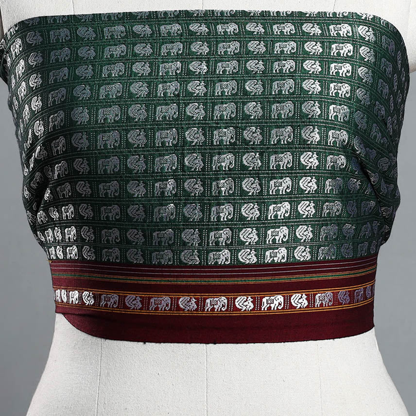 Green - Khun Weave Cotton Blouse Piece 50