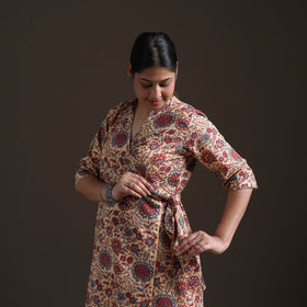 Gota Work Floral Sanganeri Block Print Cotton A-Line Angrakha Kurta for Women 18