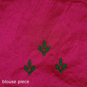 Pink - Bengal Nakshi Kantha Hand Embroidered Silk Saree 28