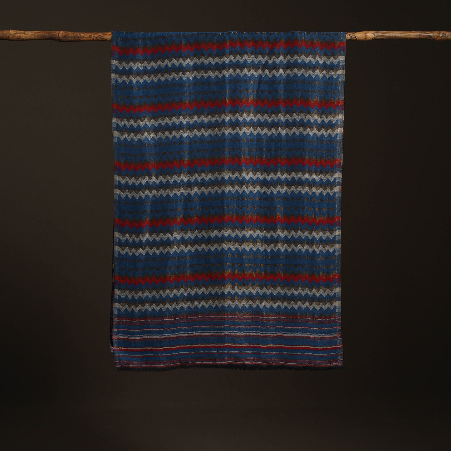 Zig Zag Zari Weave Fine Wool Stole for Women 95