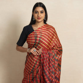 Buy Leheriya Tie-Dye Tussar Silk Handloom Saree Online l iTokri.com