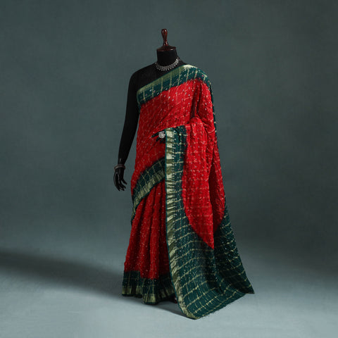Kutch Tie-Dye Bandhani Cotton Saree with Blouse Piece 07