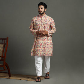 Buy Sanganeri Block Printed Cotton Men Long Kurta 07 Online at iTokri.com