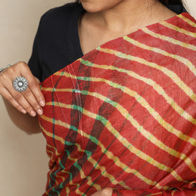 Buy Leheriya Tie-Dye Tussar Silk Handloom Saree Online l iTokri.com