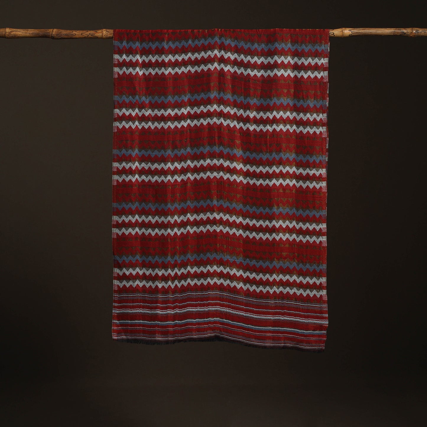Zig Zag Zari Weave Fine Wool Stole for Women 94