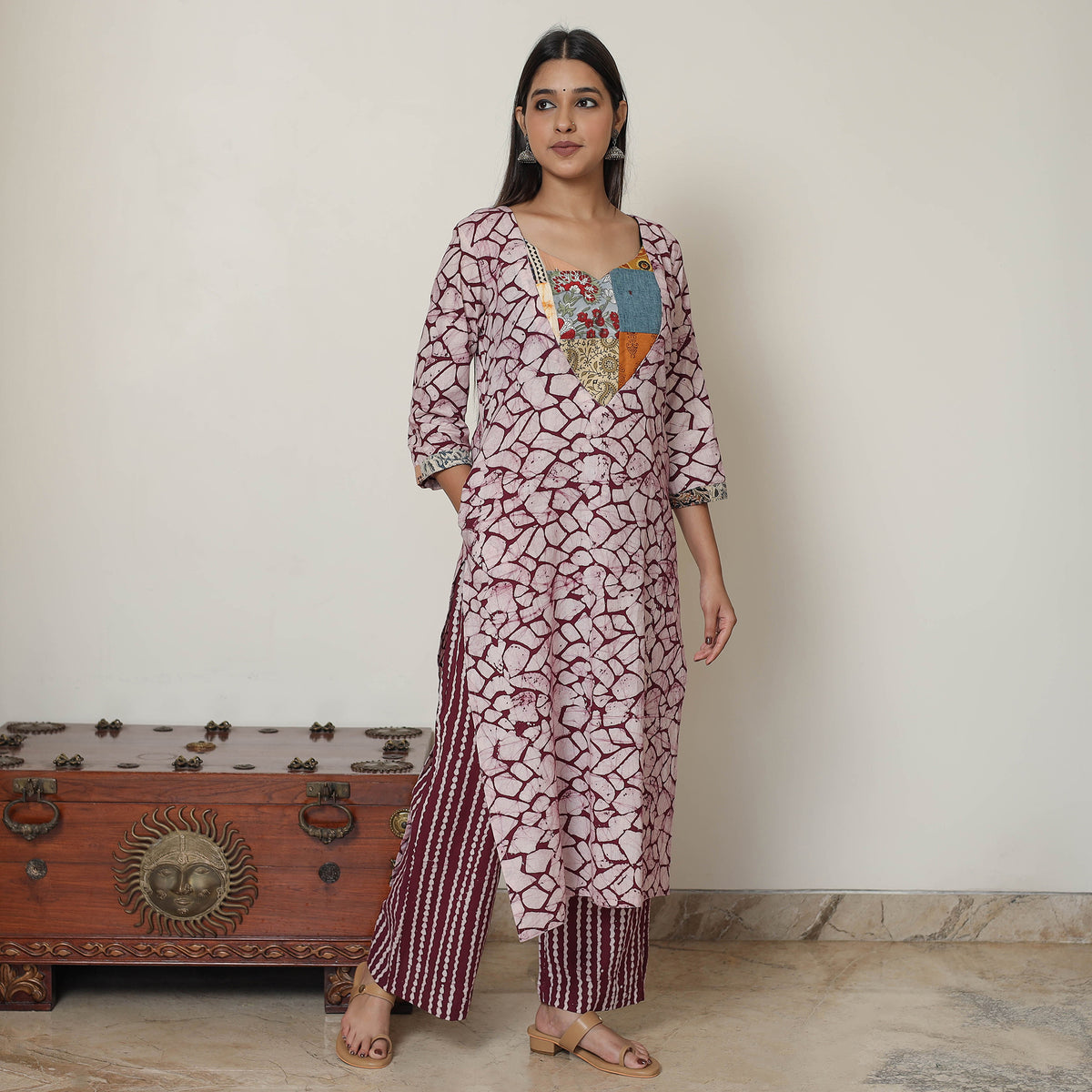 Batik Kurta with Palazzo & Dupatta Set