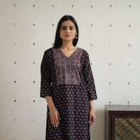 Block Printed Cotton Ajrakh Kurta Set 08