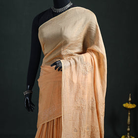 Lucknowi Chikankari Heavy Mukaish Work Pure Mul Chanderi Saree 03